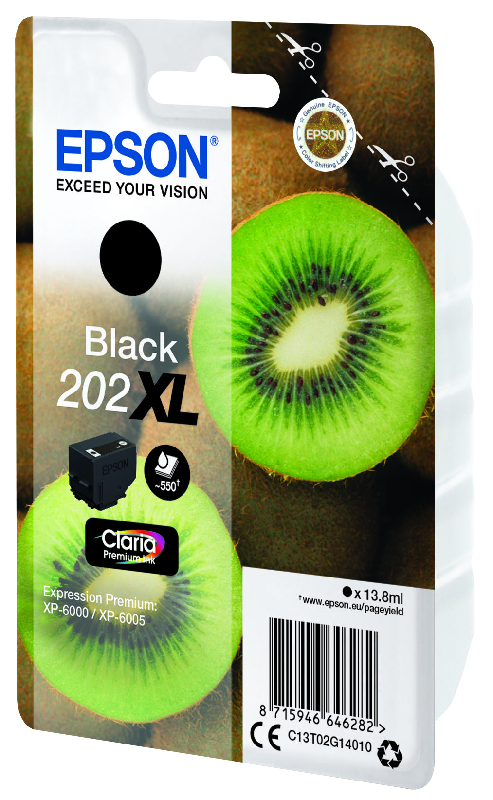 Epson 202XL Schwarz Tintenpatrone (Original) – 550 Seiten – für Expression Premium XP-6000/XP-6005