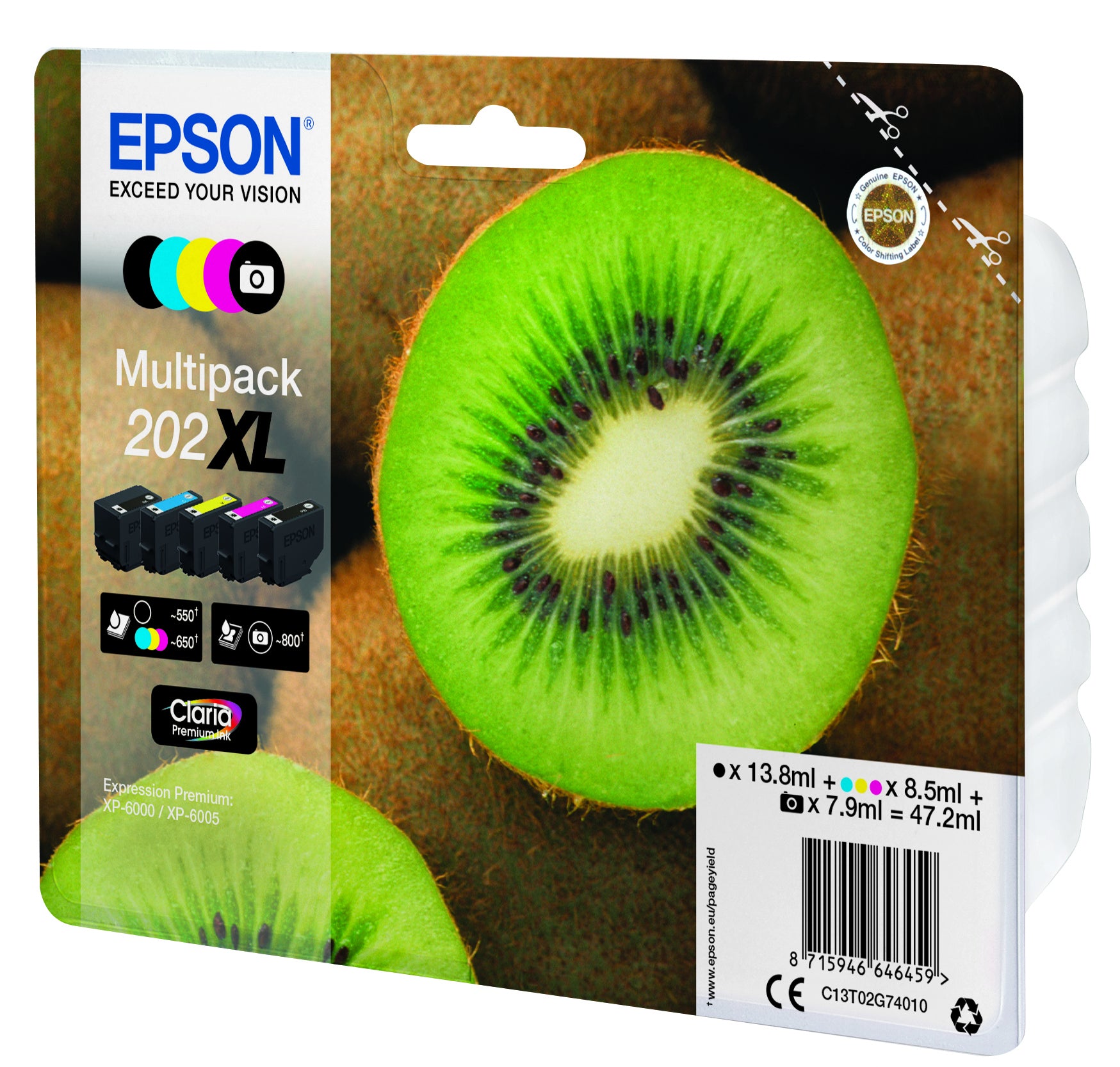 Epson Tintenpatronen-Multipack 202XL, XL, 5er-Pack – für verschiedene Modelle