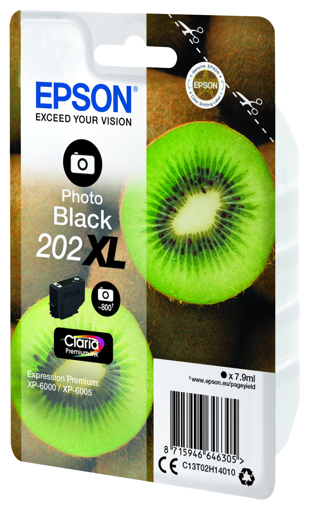 Epson 202XL Foto-Schwarz Tintenpatrone (Original) – 800 Seiten – für Epson 202XL – C13T02H14020