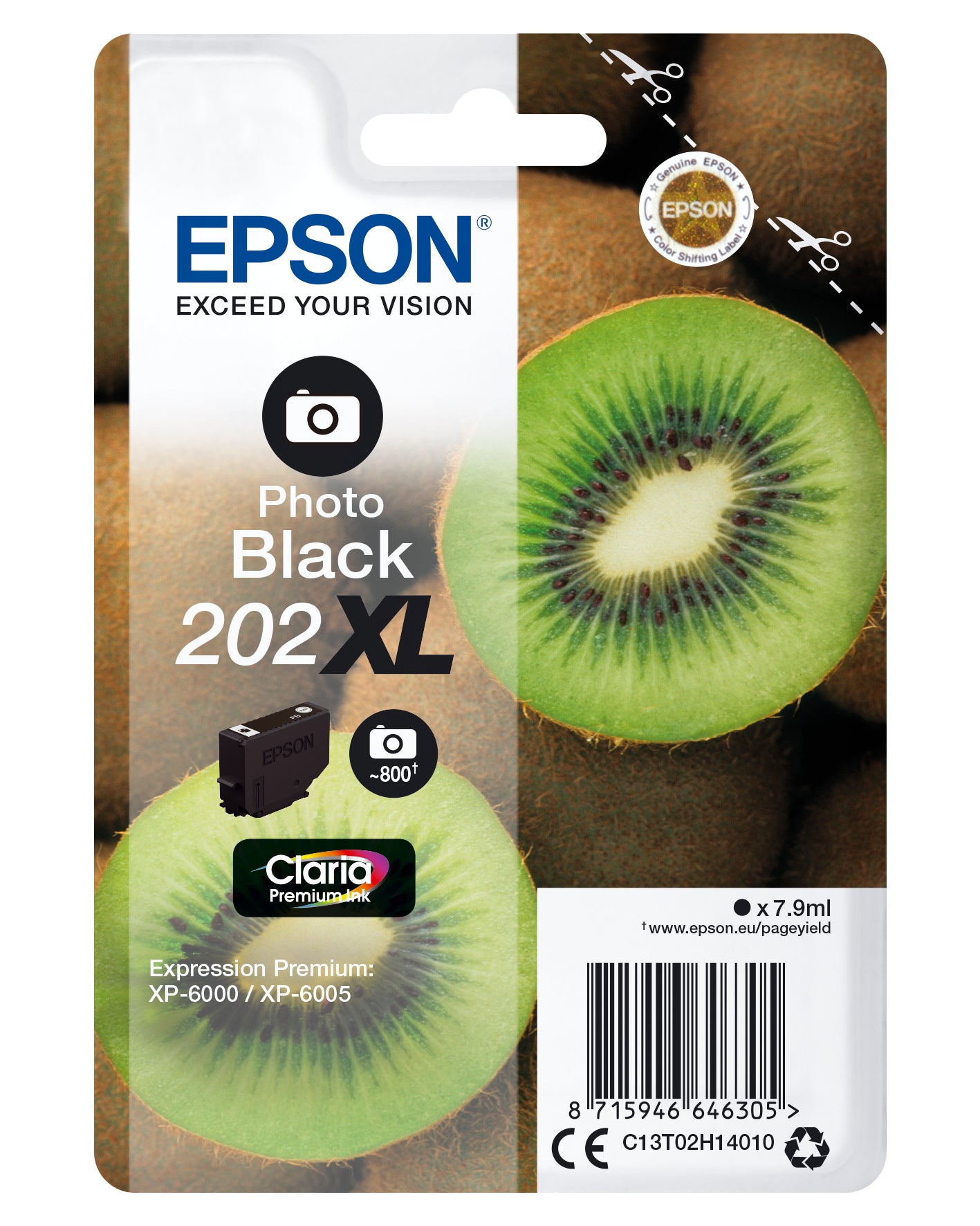 Epson 202XL Foto-Schwarz Tintenpatrone (Original) – 800 Seiten – für Expression Premium XP-6000/XP-6005