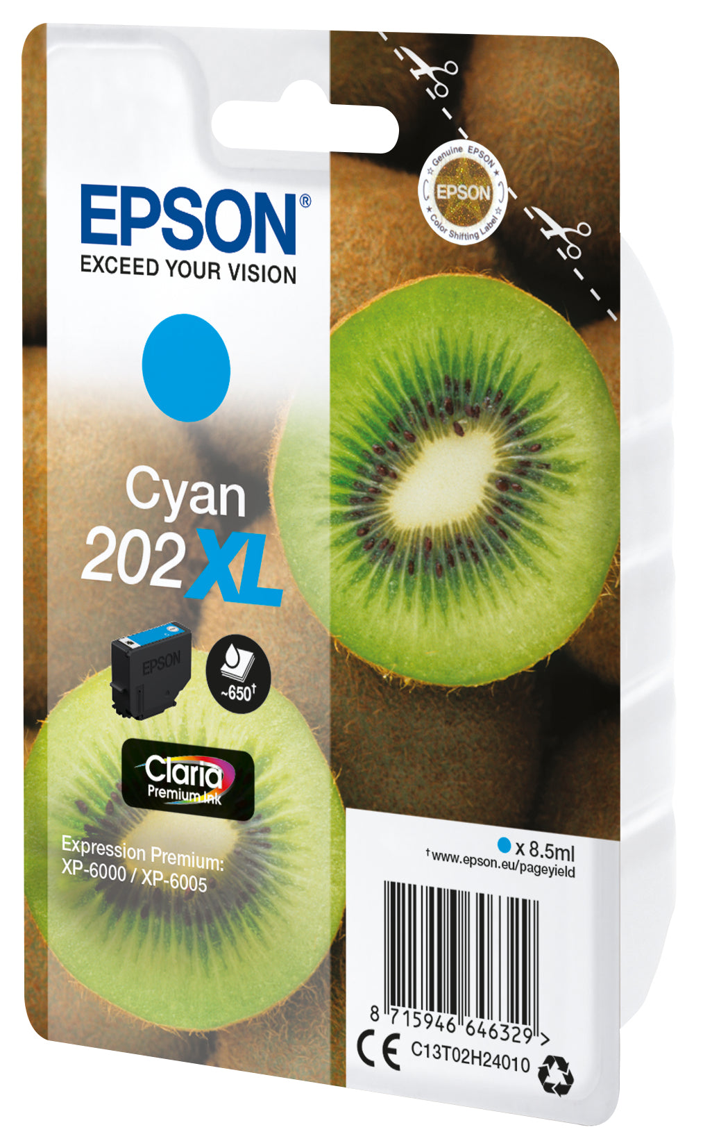 Epson 202XL Cyan Tintenpatrone (Original) – 650 Seiten – für Epson 202XL