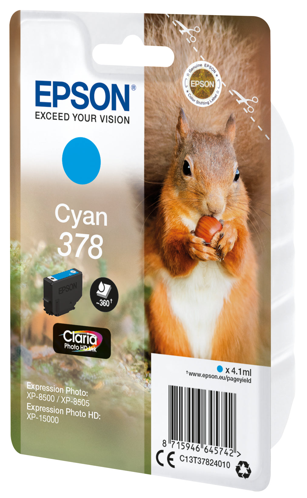 Epson 378 Cyan Tintenpatrone (Original) – 360 Seiten – für Expression Photo XP-8500/HD XP-15000