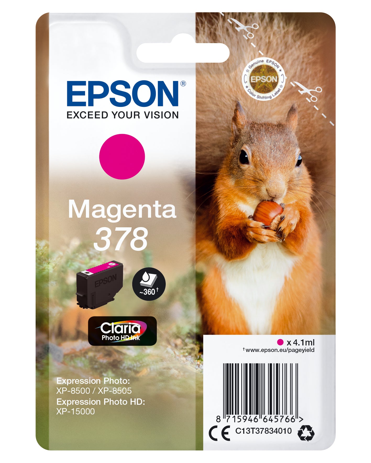 Epson 378 Magenta Tintenpatrone (Original) – 360 Seiten – für Expression Photo XP-8500/HD XP-15000