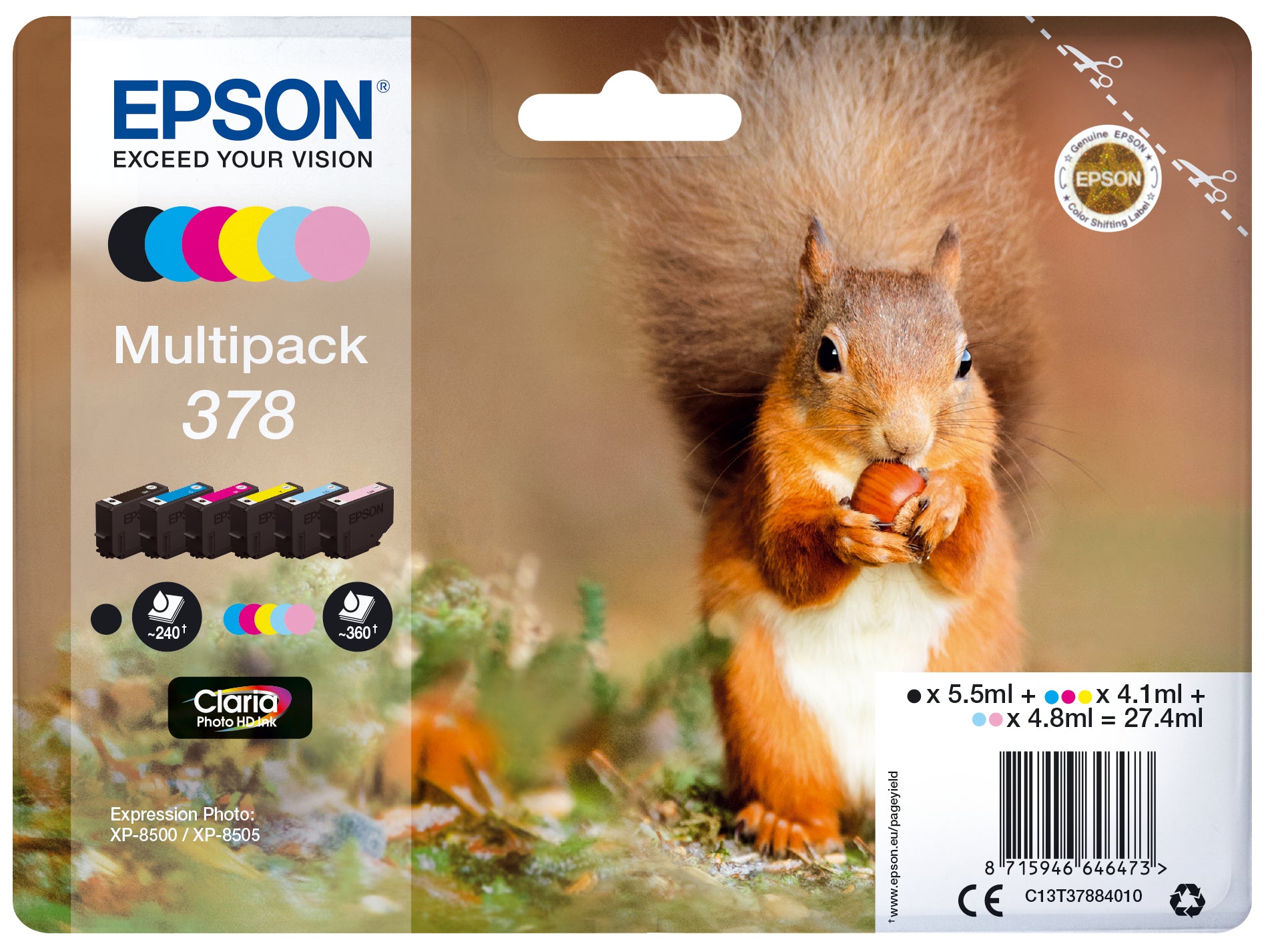 Epson Tintenpatronen – Multipack Tinte 378, 6 Farben, Claria Photo HD