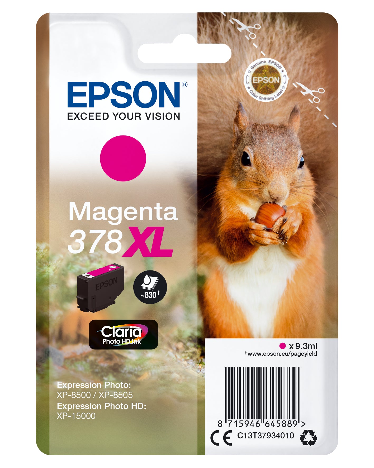 Epson Tintenpatrone 378XL, Magenta, XL, 830 Seiten – für Epson