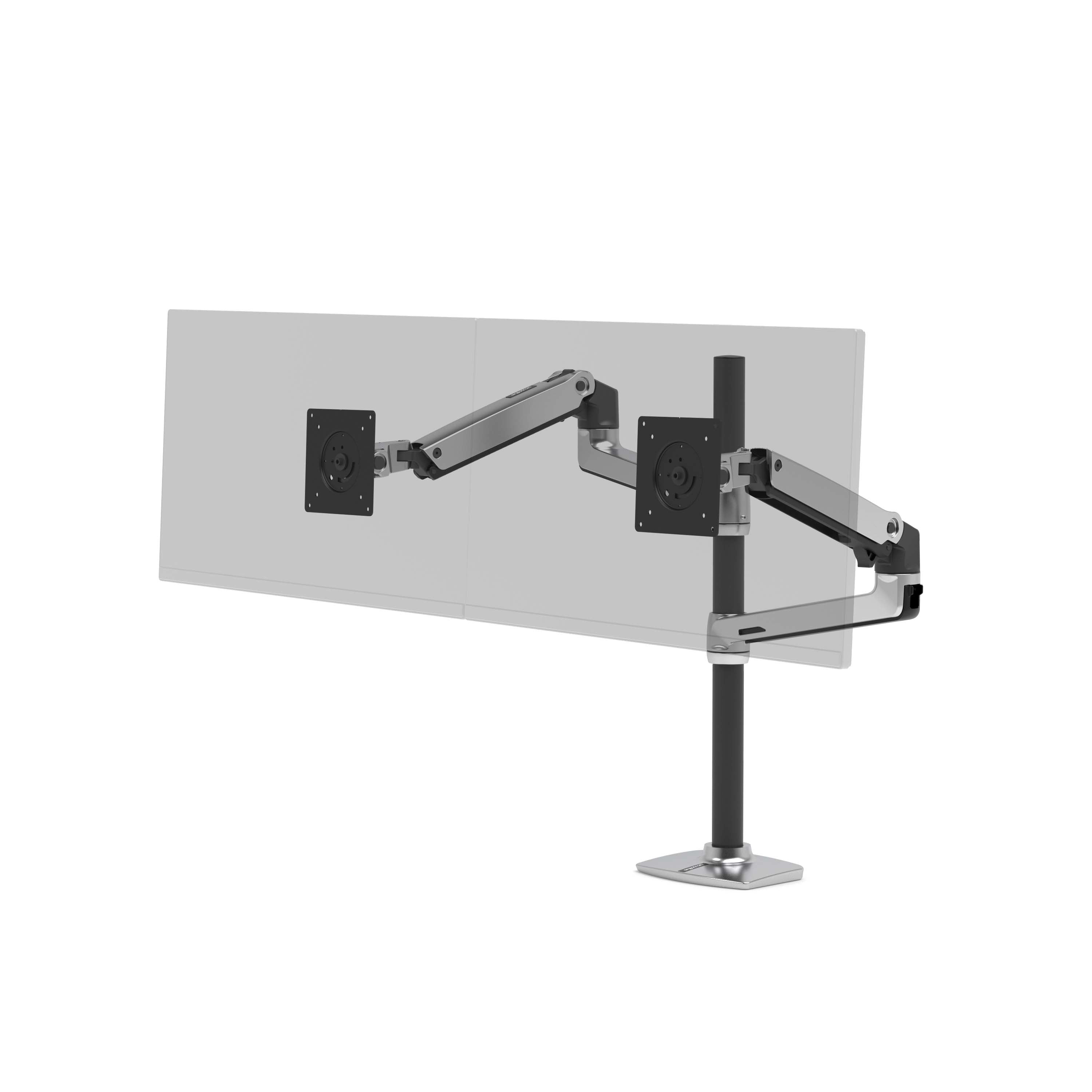 Ergotron LX Dual Stacking Arm – Monitorarm, Dual, Hohe Säule, Schwarz, Poliert
