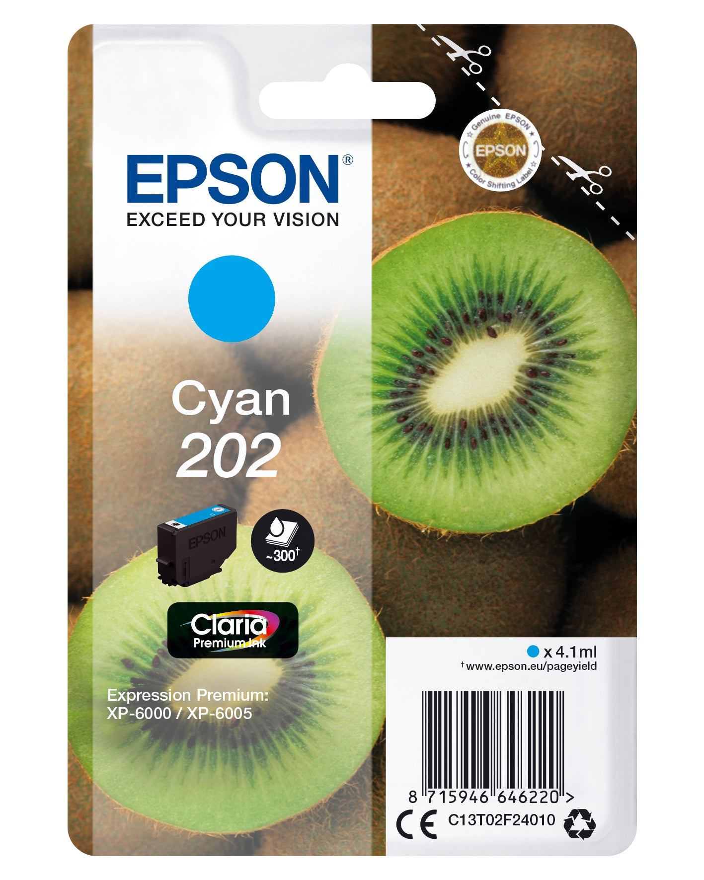 Epson Tintenpatrone C13T02F24010, cyan, 4,1 ml