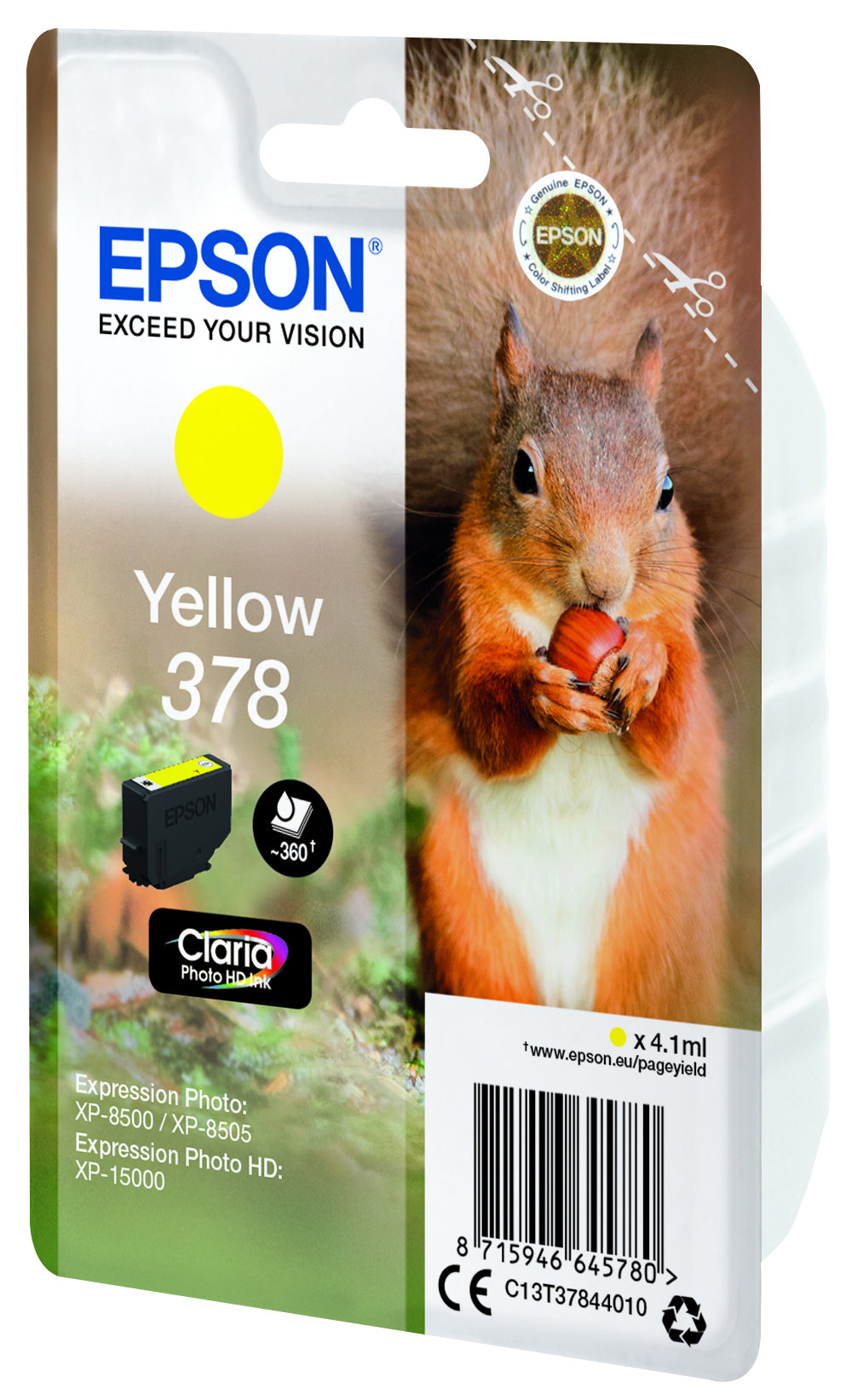 Epson 378 Gelbe Tintenpatrone (Original) – 360 Seiten – für Expression Photo XP-8500/HD XP-15000