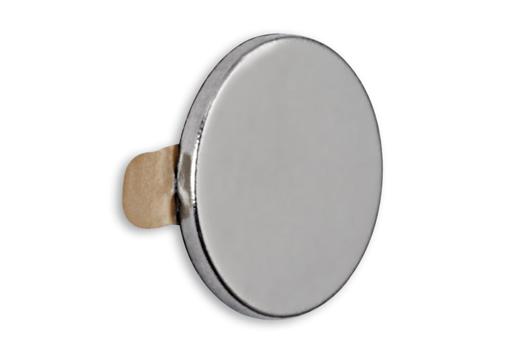 MAUL Selbstklebender Rundmagnet – hellsilber – Ø 10 mm, H 1 mm, 20 Stück