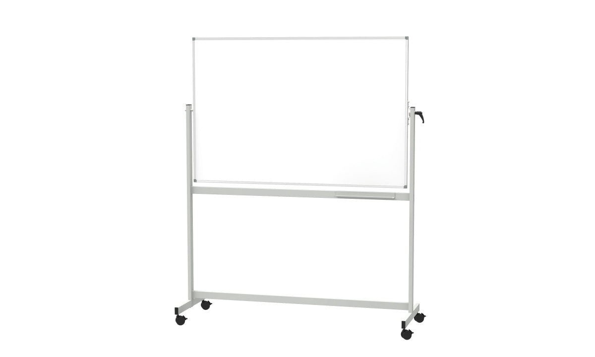 MAUL Whiteboard – 150 × 100 cm, lackierter Stahl, magnetisch, Alu-Rahmen, mit Ständer, drehbar