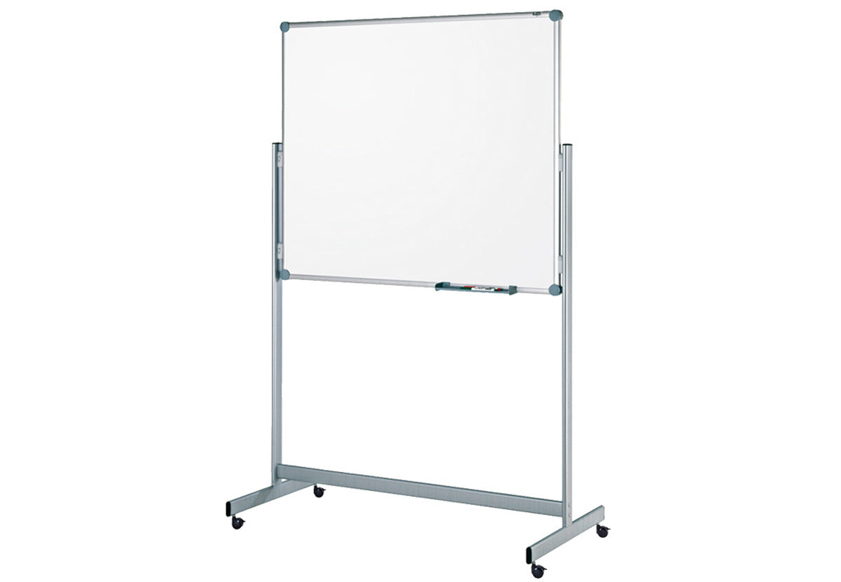 MAUL Whiteboard – 150 × 100 cm, Melamin, magnetisch, Aluminiumrahmen, mobil, inkl. Ablageleiste, Rollen