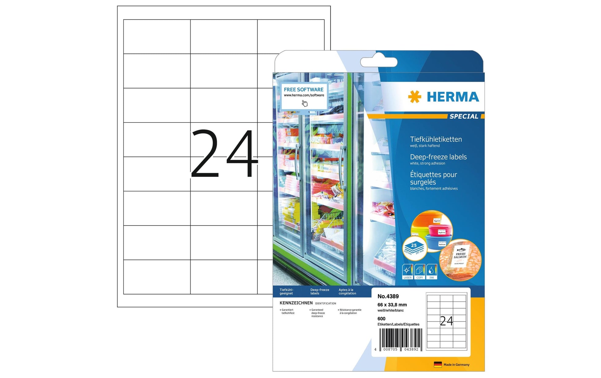 HERMA Special – Etiketten A4 66 × 34 mm – Papier, weiss – permanent haftend – Laser/Inkjet – 25 Blätter