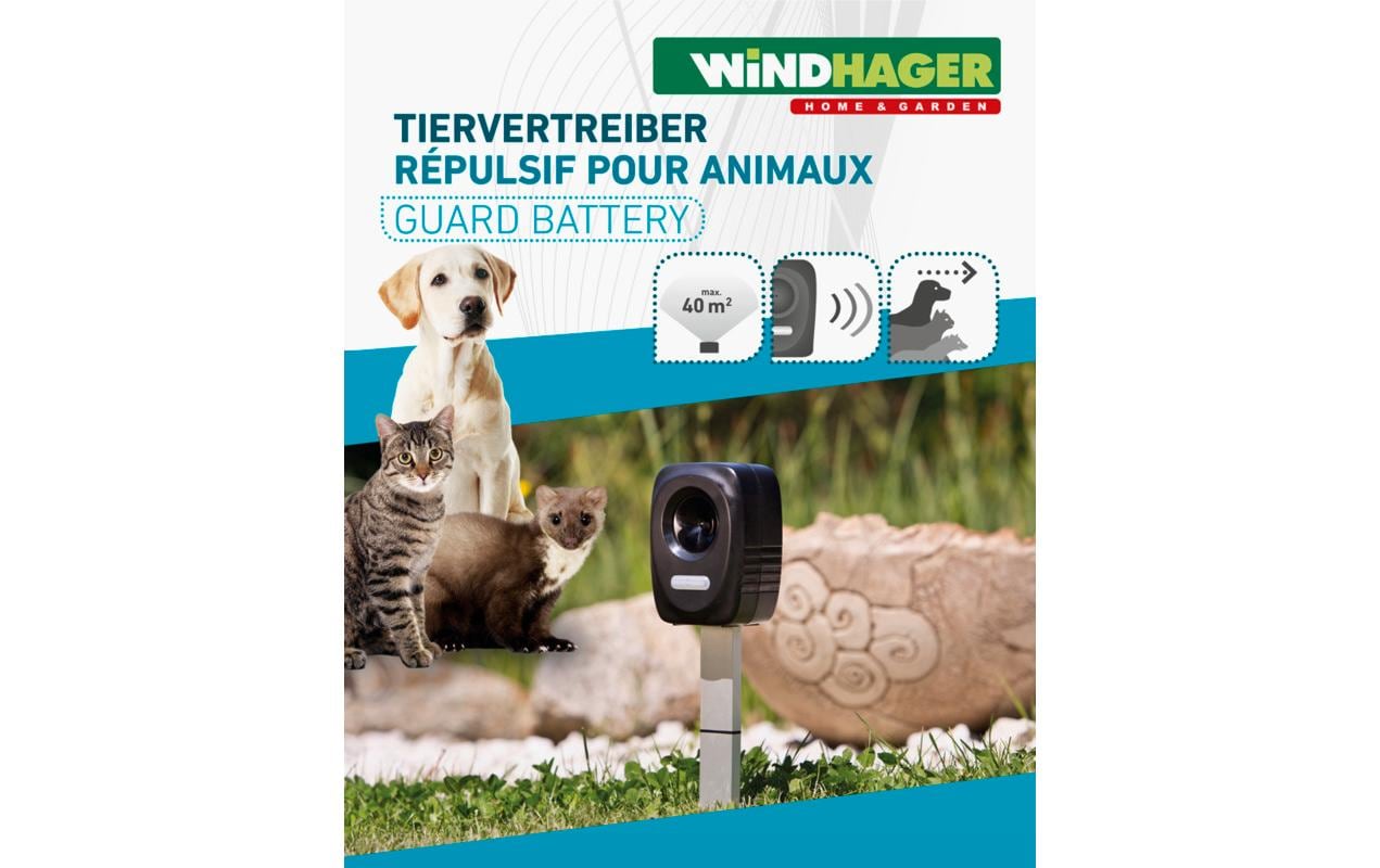 Windhager Tiervertreiber – 8 × 11,5 cm – schwarz – für Hunde, Katzen, Marder