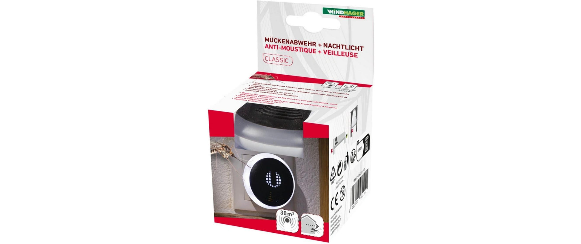 Windhager Insektenfalle – 7 × 6,5 cm – schwarz – automatisch, Nachtlicht – für Mücken