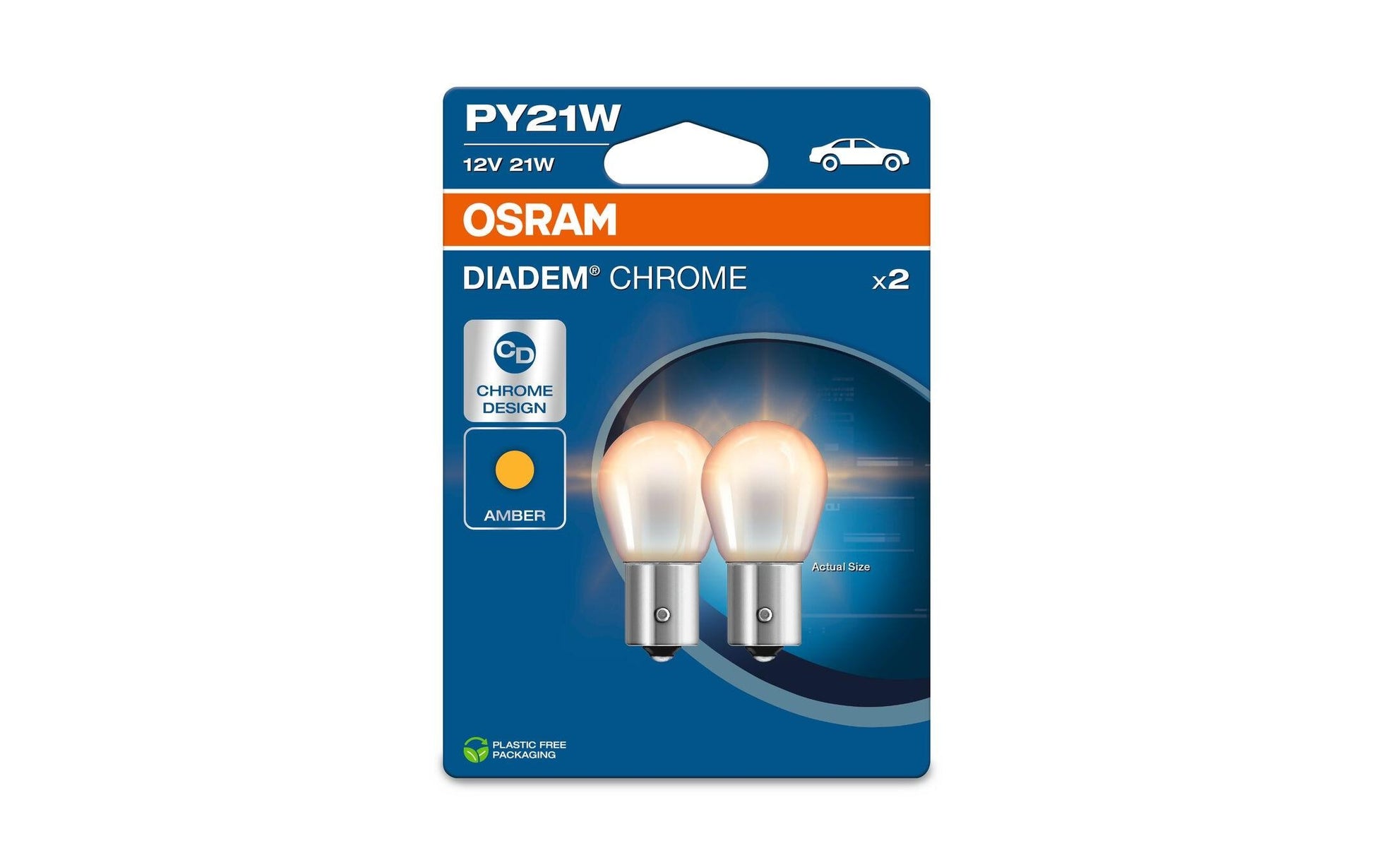 Osram Leuchtmittel BAU15s – 21 W, Halogen, 5,3 cm, 2er-Pack – Gelb