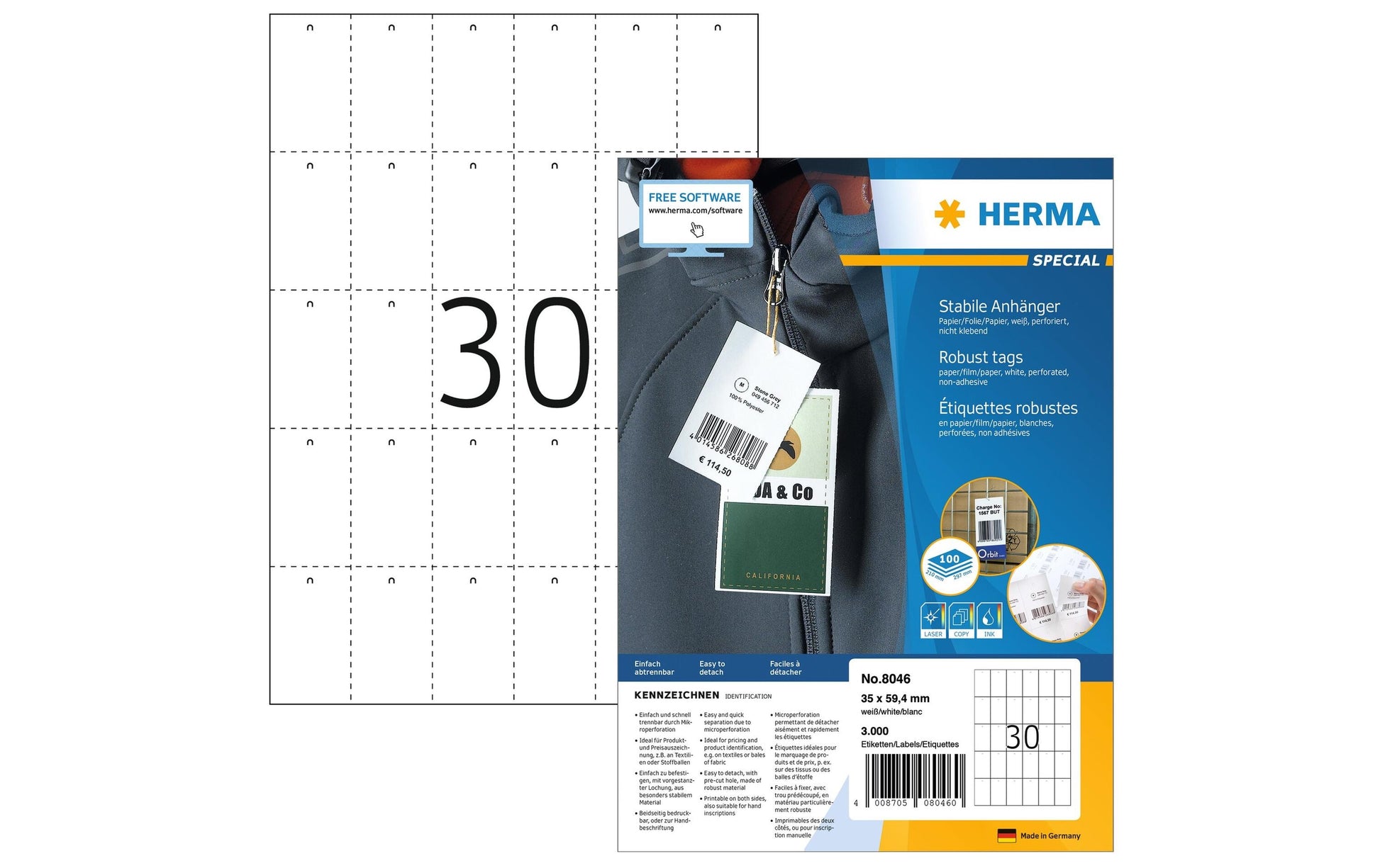 HERMA Schmucketiketten – Papier, 100 Blätter, 35×59,4 mm