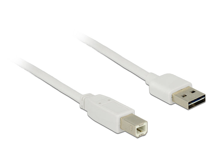 DeLOCK USB-A auf USB-B Kabel – USB 2.0 (480 Mbit/s) – 5 m – Goldkontakte – Weiss