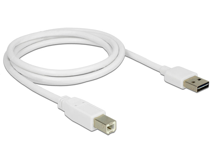 DeLOCK USB-A auf USB-B Kabel – USB 2.0 (480 Mbit/s) – 1 m – Goldkontakte – Weiss