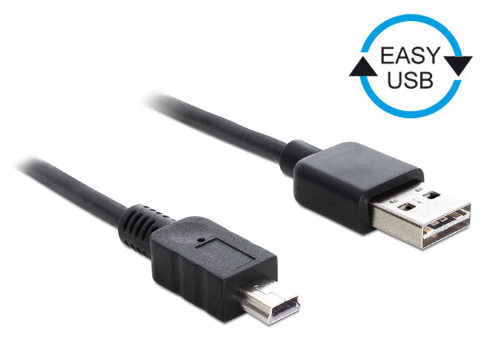 DeLOCK USB-A auf Mini-USB-B Kabel – USB 2.0 (480 Mbit/s) – 0,5 m – Goldstecker – Schwarz