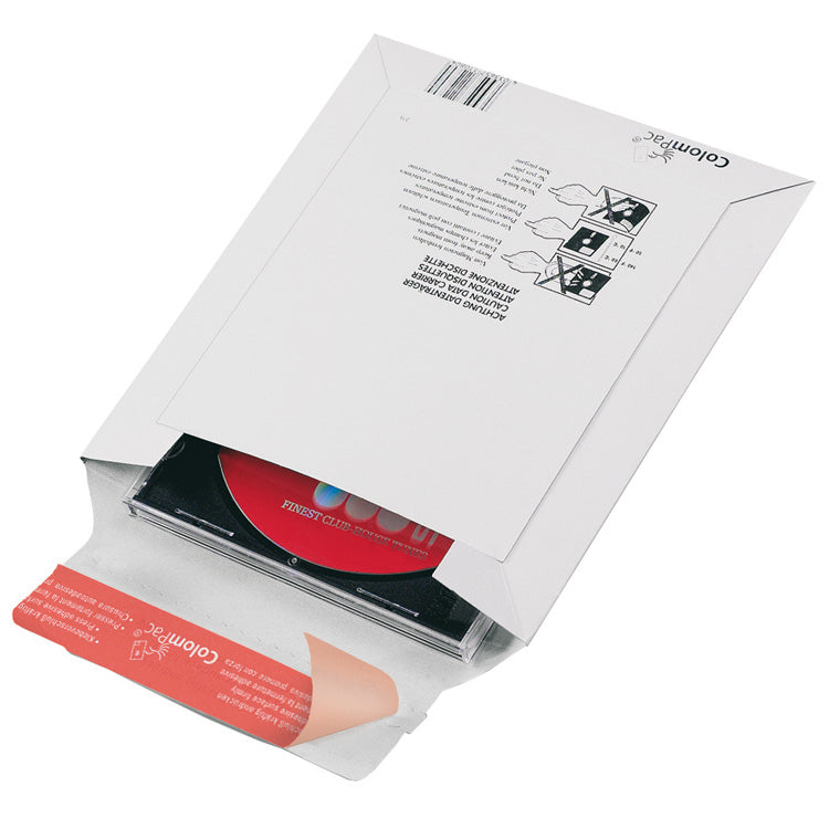 Colompac Karton-Versandtasche – 160 × 175 mm, 30 mm, selbstklebend, Karton, weiss, für CD/DVD – 100 Stk.