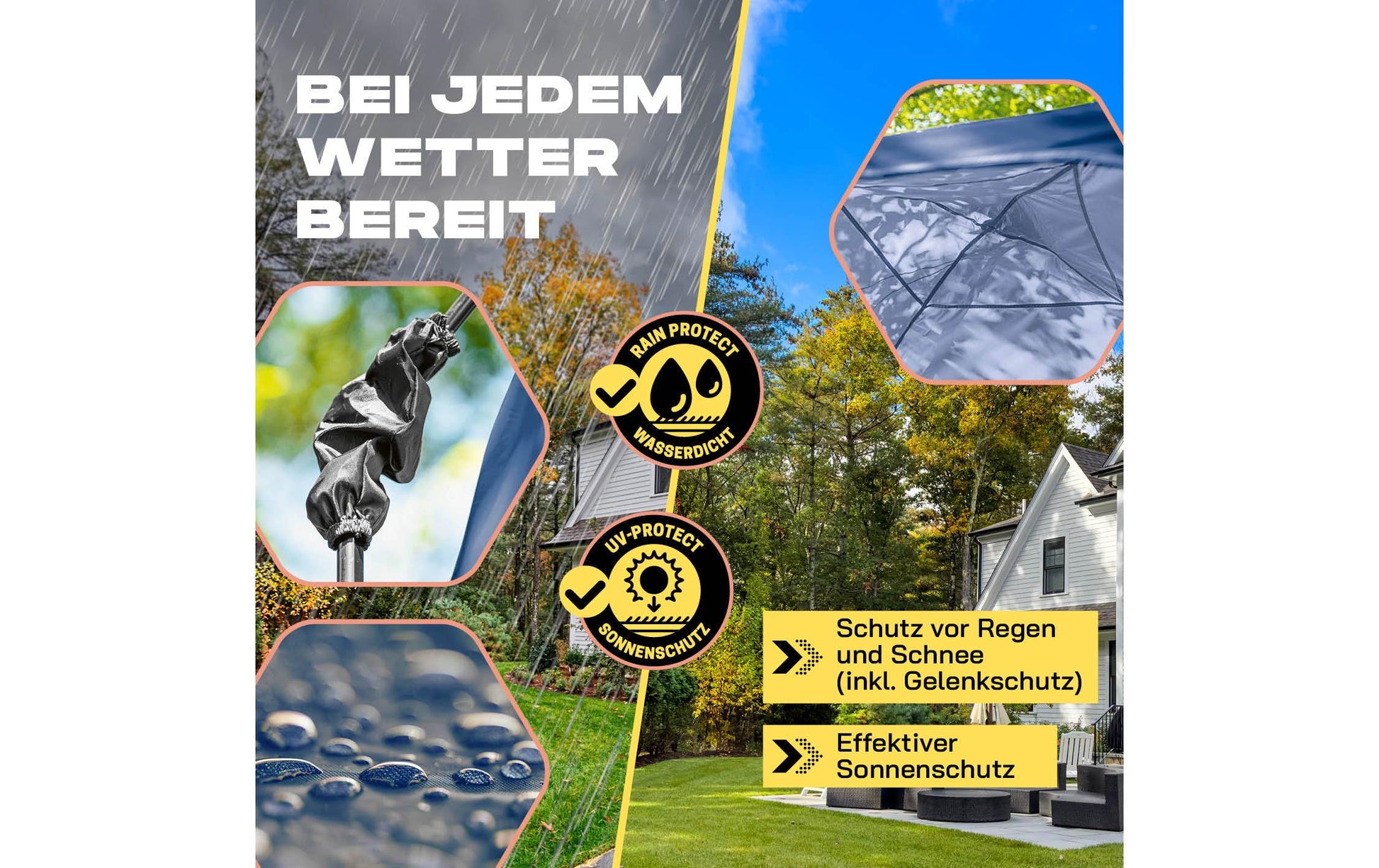 Where Tomorrow – Pop-up Pavillon – Wasserfest, UV-Schutz – 250×190×250 cm – Blau – Polyester