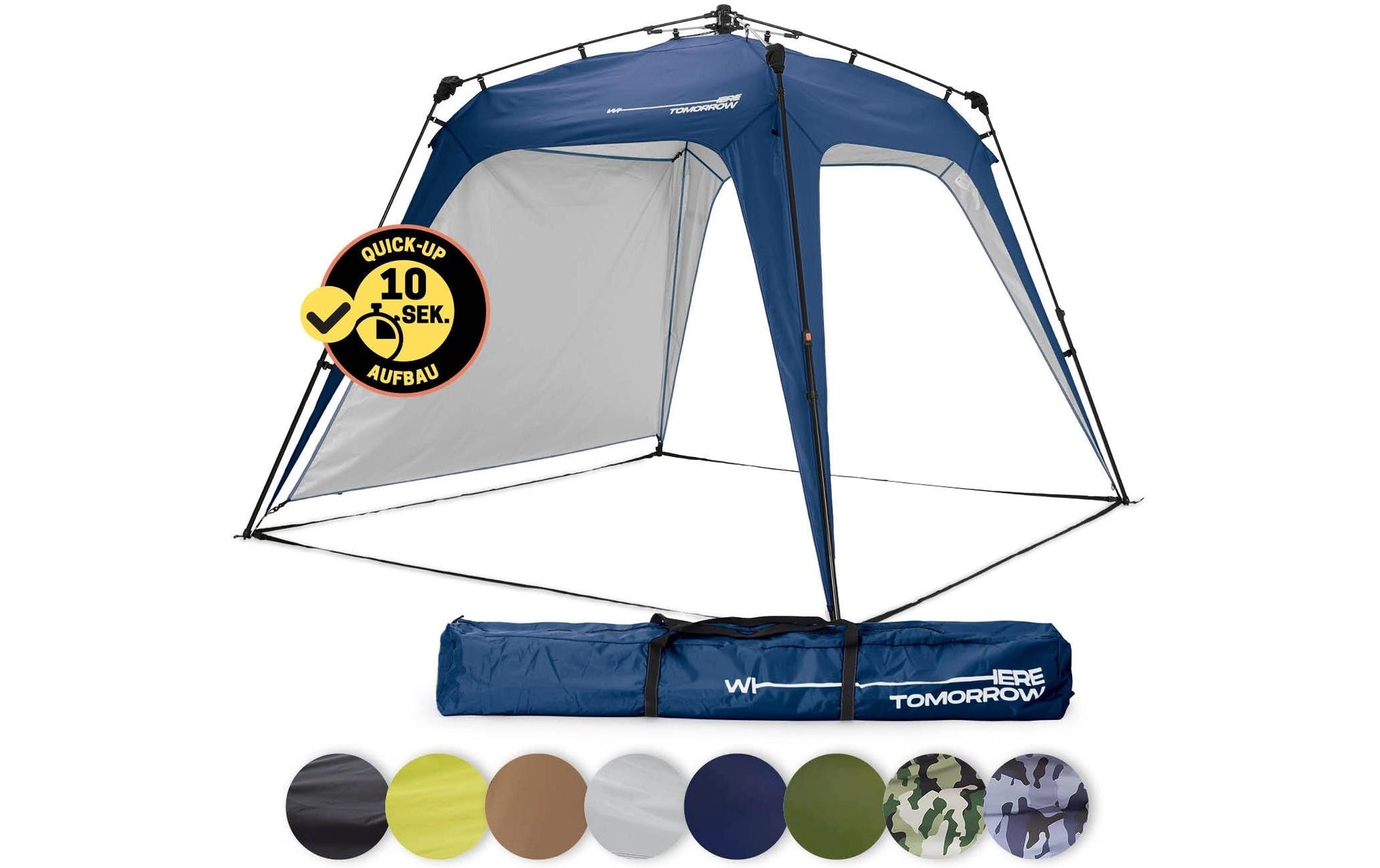 Where Tomorrow – Pop-up Pavillon – Wasserfest, UV-Schutz – 250×190×250 cm – Blau – Polyester