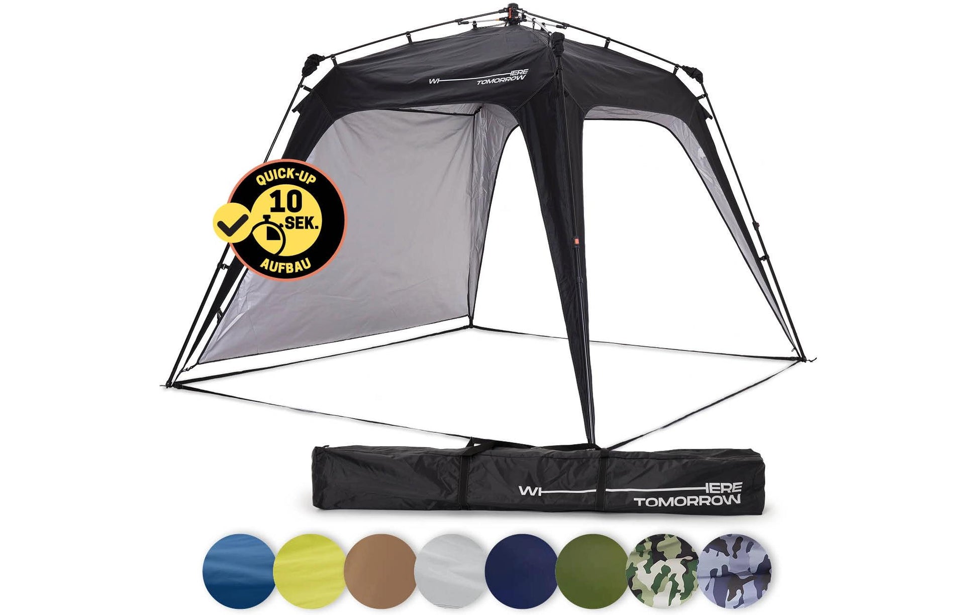 Where Tomorrow Pop-up Pavillon – Schwarz – 250 × 250 × 190 cm – Polyester – für Aussenbereich