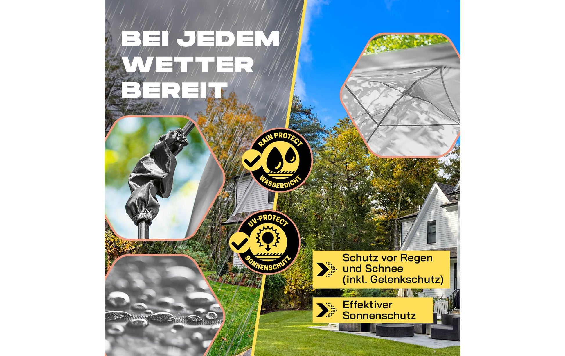 Where Tomorrow – Pop Up Pavillon – Wasserfest, UV-Schutz – 250 × 190 × 250 cm – Hellgrau – Polyester