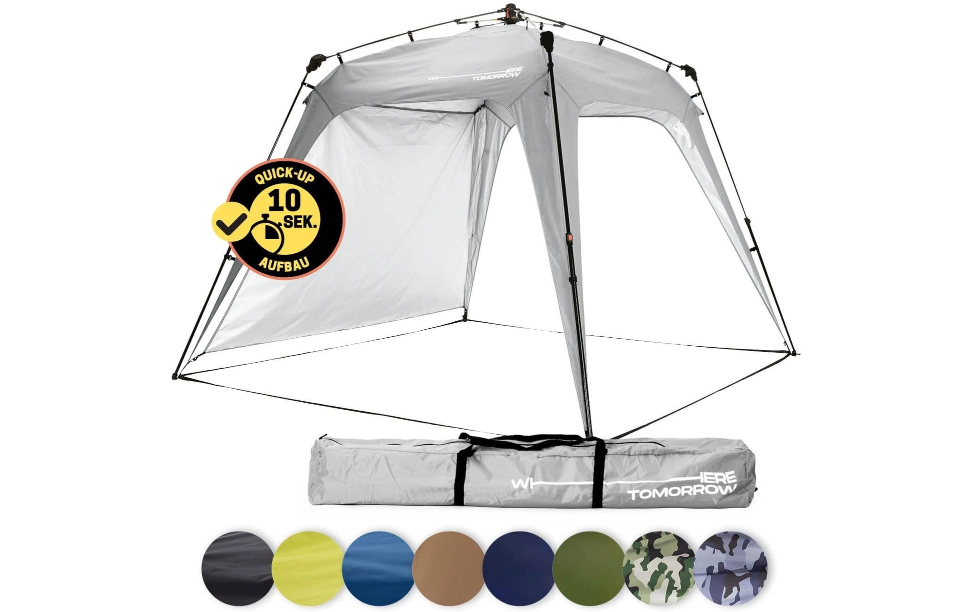 Where Tomorrow – Pop Up Pavillon – Wasserfest, UV-Schutz – 250 × 190 × 250 cm – Hellgrau – Polyester