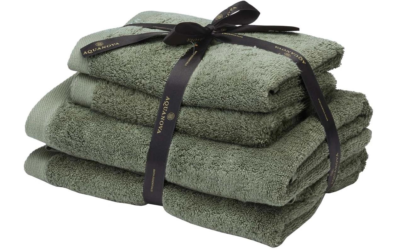 Aquanova Handtuch-Set – Rio – 4-teilig – Bio-Baumwolle (GOTS) – Grün – 2× 50 × 100 cm, 2× 67 × 130 cm