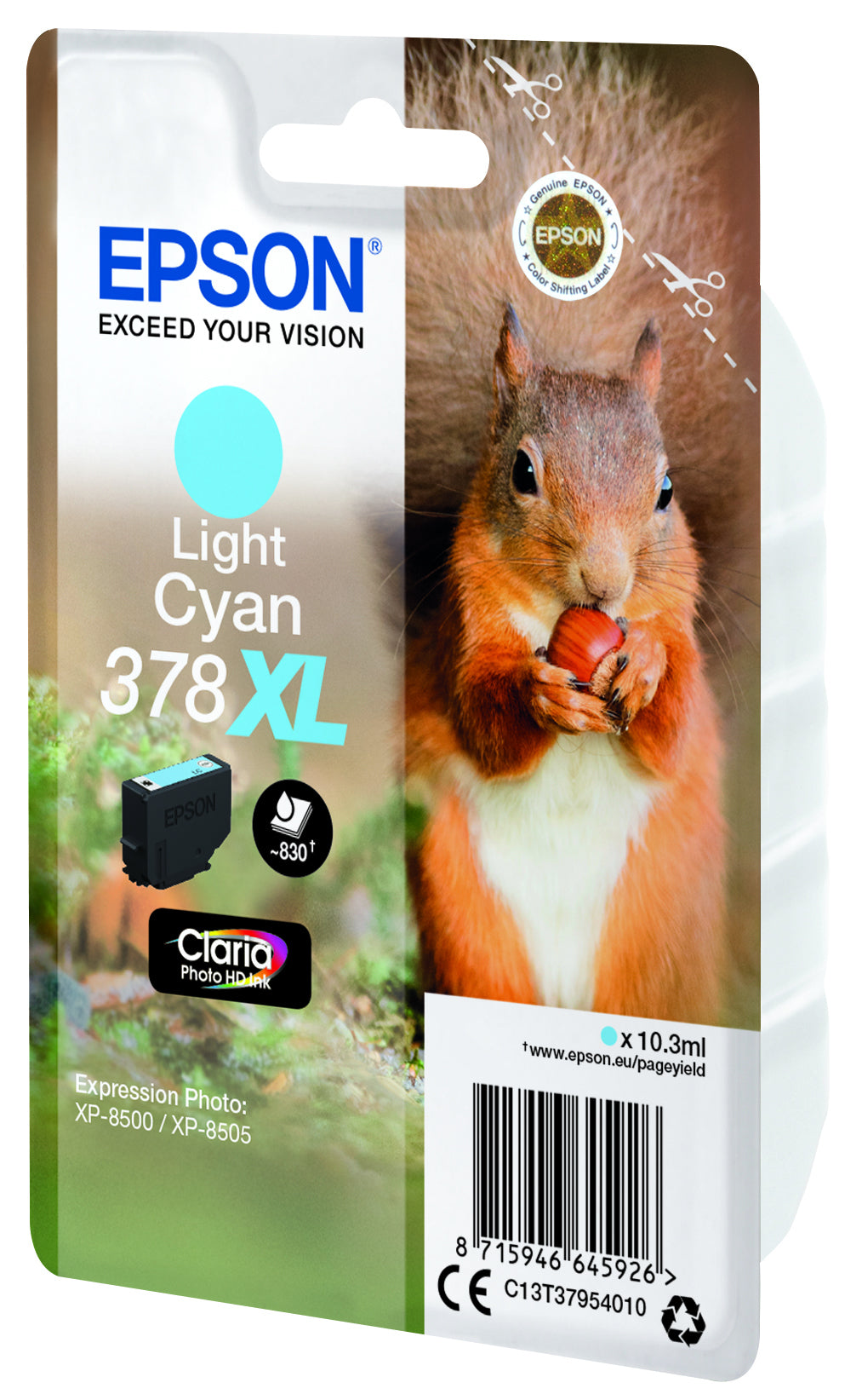 Epson Tintenpatrone 378XL, Cyan, XL, 830 Seiten, original – für Expression Photo XP-8500, XP-8505