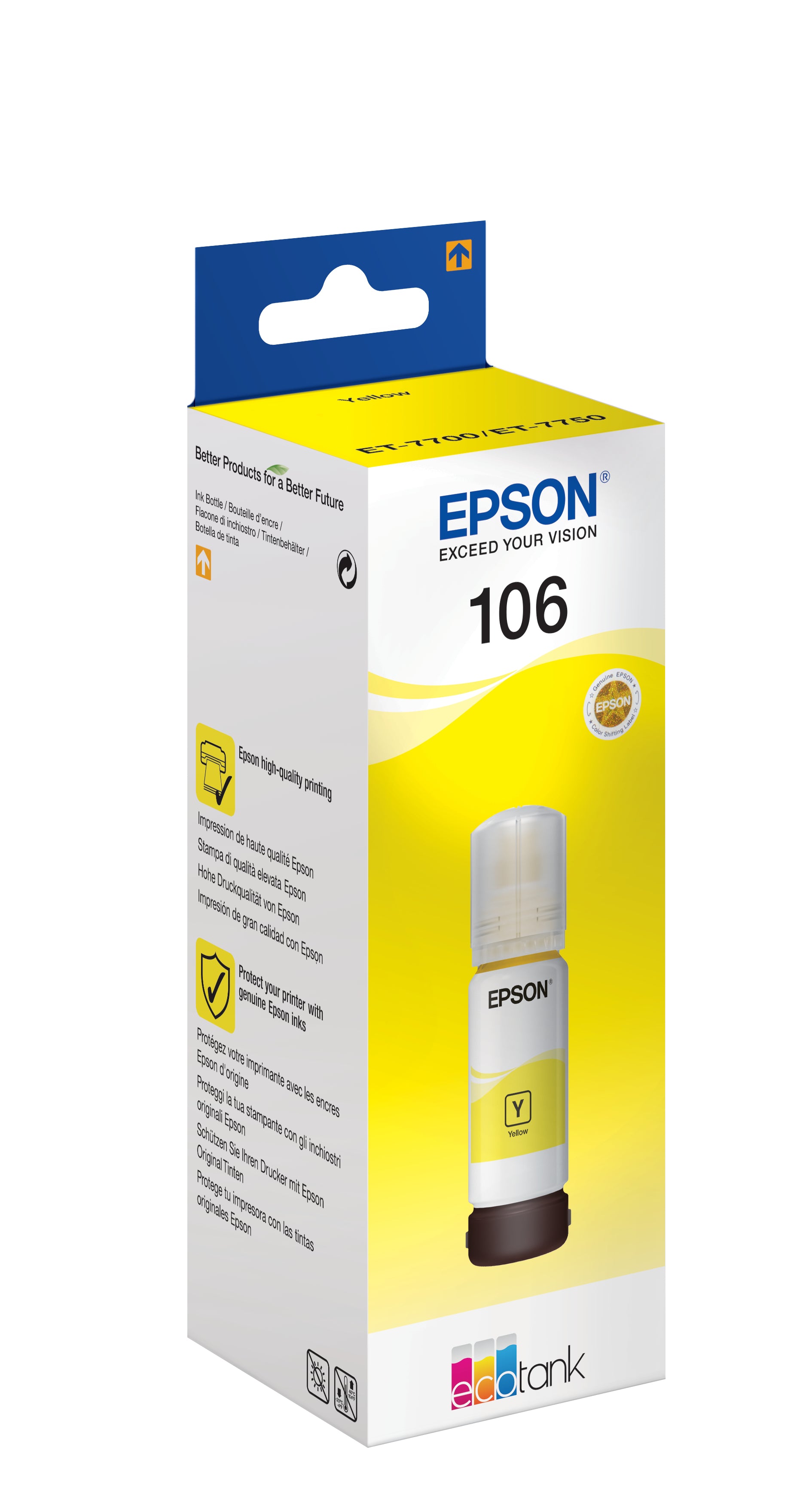 Epson 106 Gelb Tintenpatrone (Original) – 70 ml – für EcoTank ET‑7700/ET‑7750 – C13T00R440