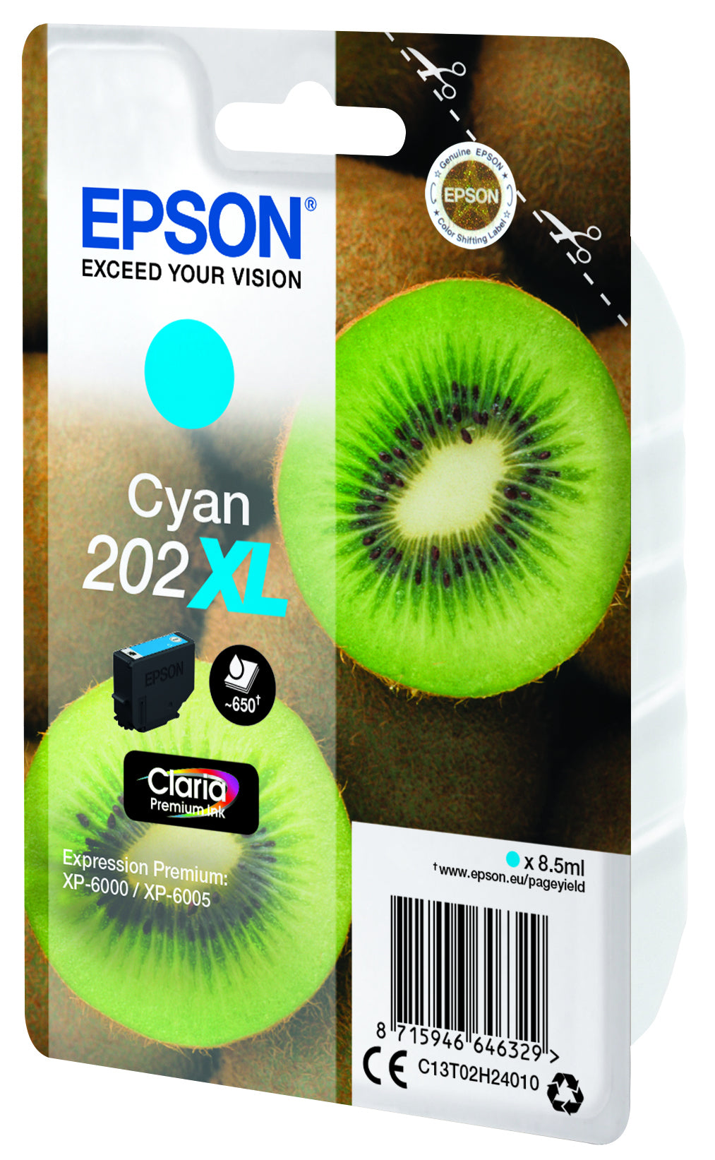 Epson 202XL Cyan Tintenpatrone (Original) – 650 Seiten – für Epson 202XL