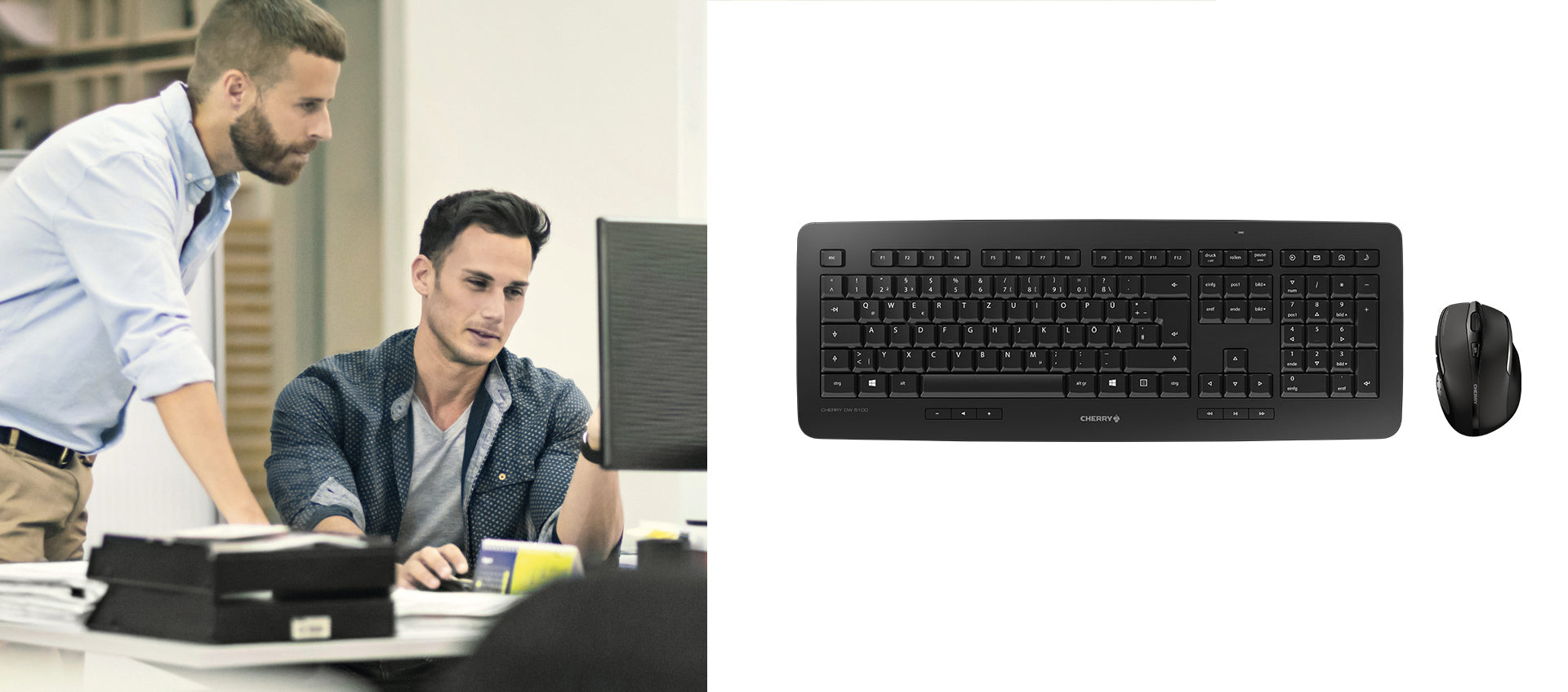 CHERRY Desktop DW 5100 – Tastatur- und Maus-Set – 2,4 GHz USB-A (Nano-Empfänger) – QWERTZ (DE) – Schwarz