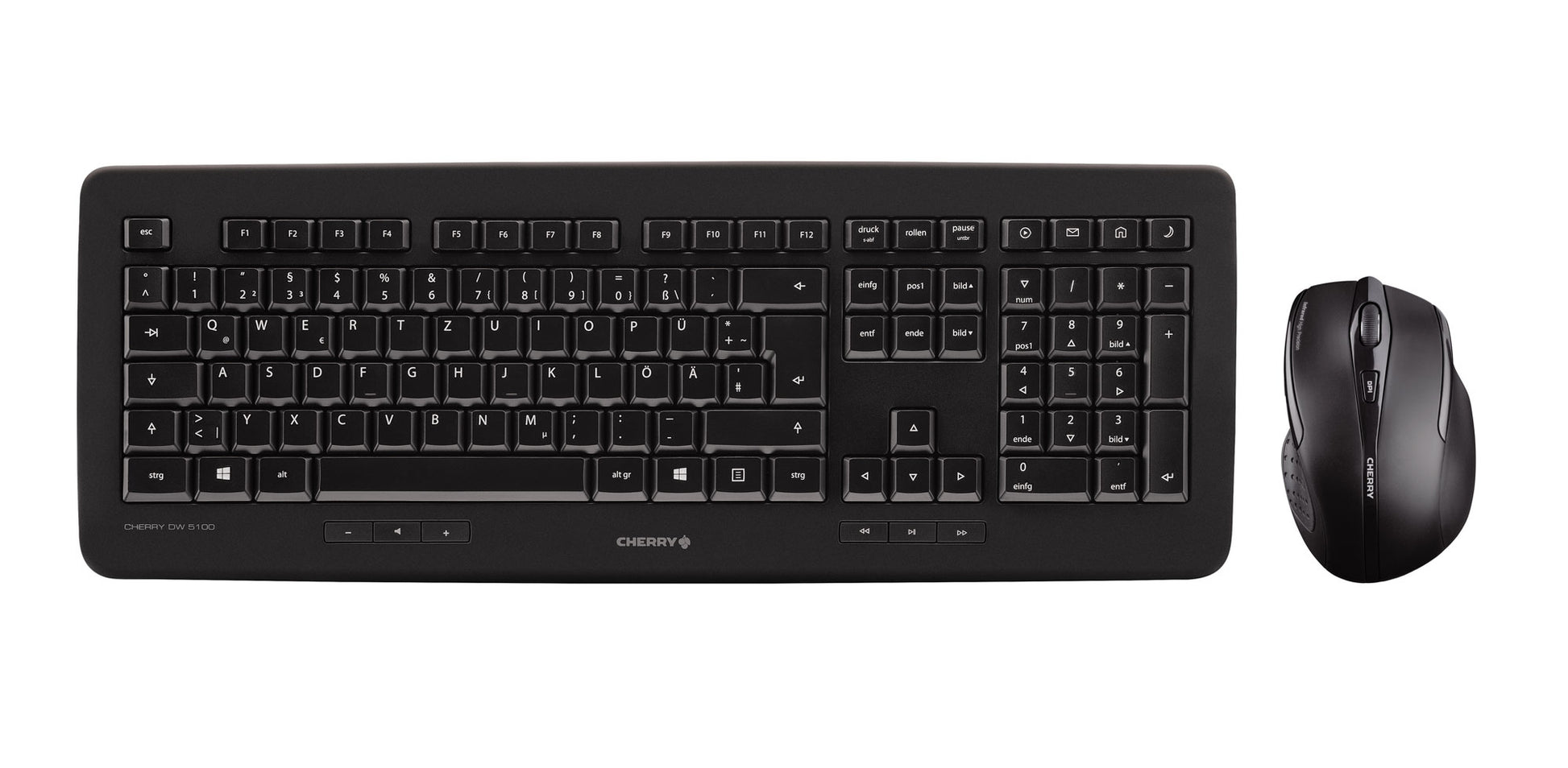 CHERRY Desktop DW 5100 – Tastatur- und Maus-Set – 2,4 GHz USB-A (Nano-Empfänger) – QWERTZ (DE) – Schwarz