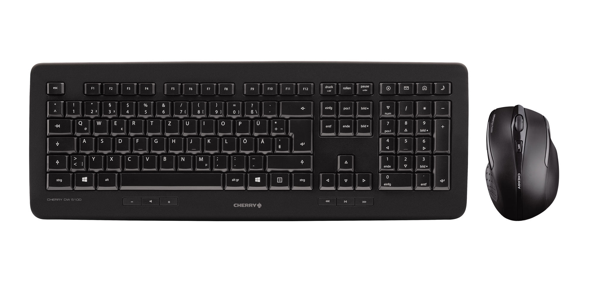 CHERRY Desktop DW 5100 – Tastatur- und Maus-Set – 2,4 GHz USB-A (Nano-Empfänger) – QWERTZ (DE) – Schwarz