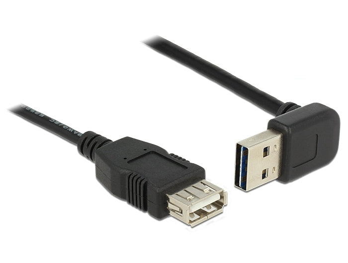 DeLOCK USB-A Verlängerungskabel (Stecker auf Buchse) – USB 2.0 (480 Mbit/s) – 0,5 m – Abgewinkelt – Schwarz