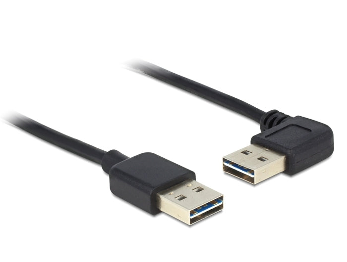 DeLOCK USB-A auf USB-A Kabel – USB 2.0 (480 Mbit/s) – 0,5 m – Abgewinkelt, Goldkontakte – Schwarz