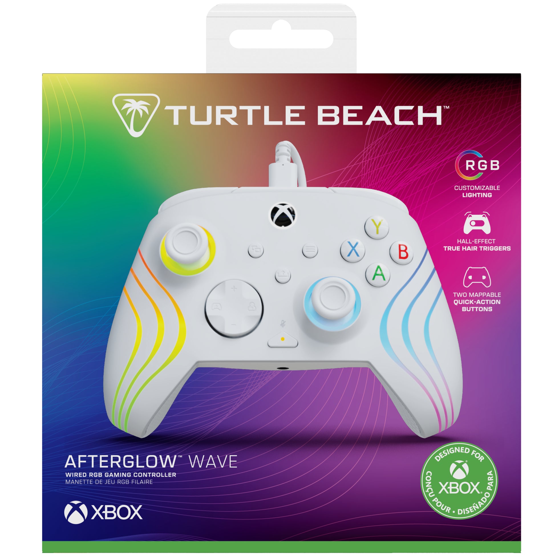 Turtle Beach Afterglow Wave – Gamepad – USB (kabelgebunden, USB-C) – RGB, 3 m Kabel – für Xbox & PC, Weiss