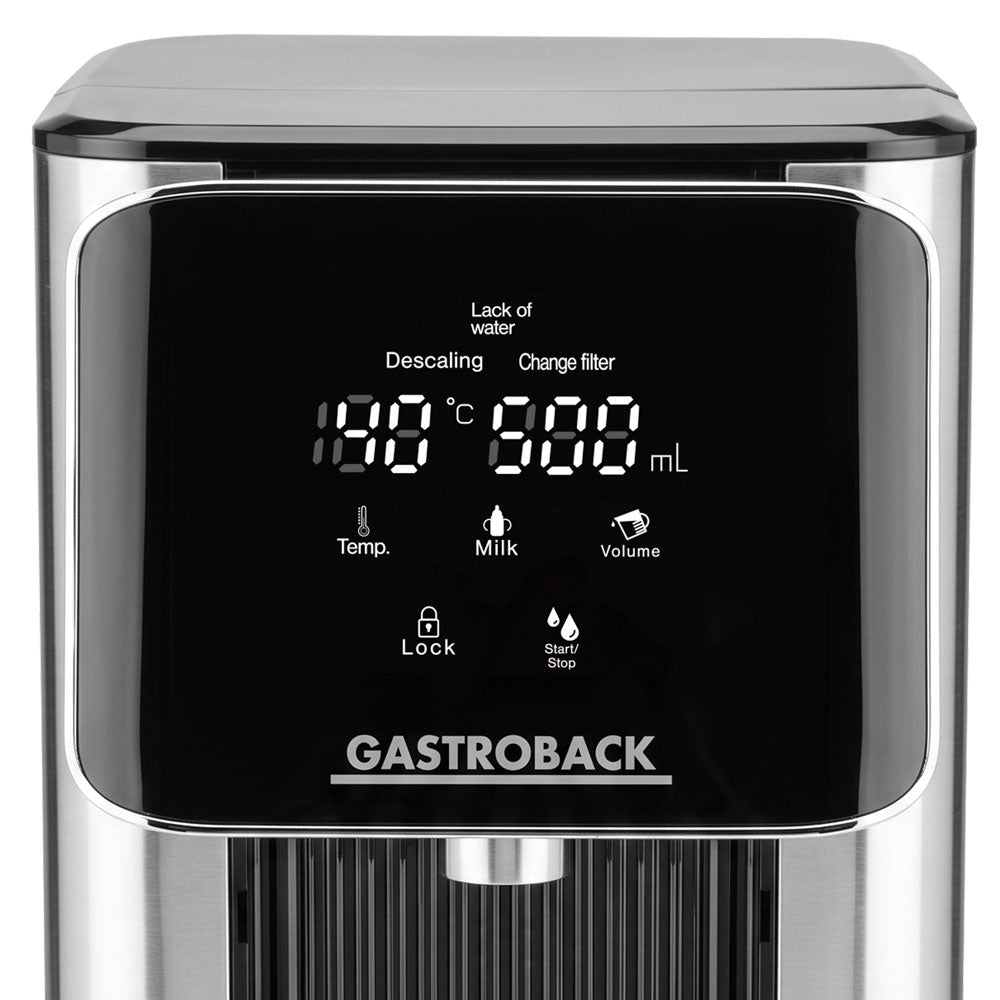 Gastroback Design Quick Wasserkocher – 2,5 l, Edelstahl, Kunststoff, Temperaturwahl, 2600 W