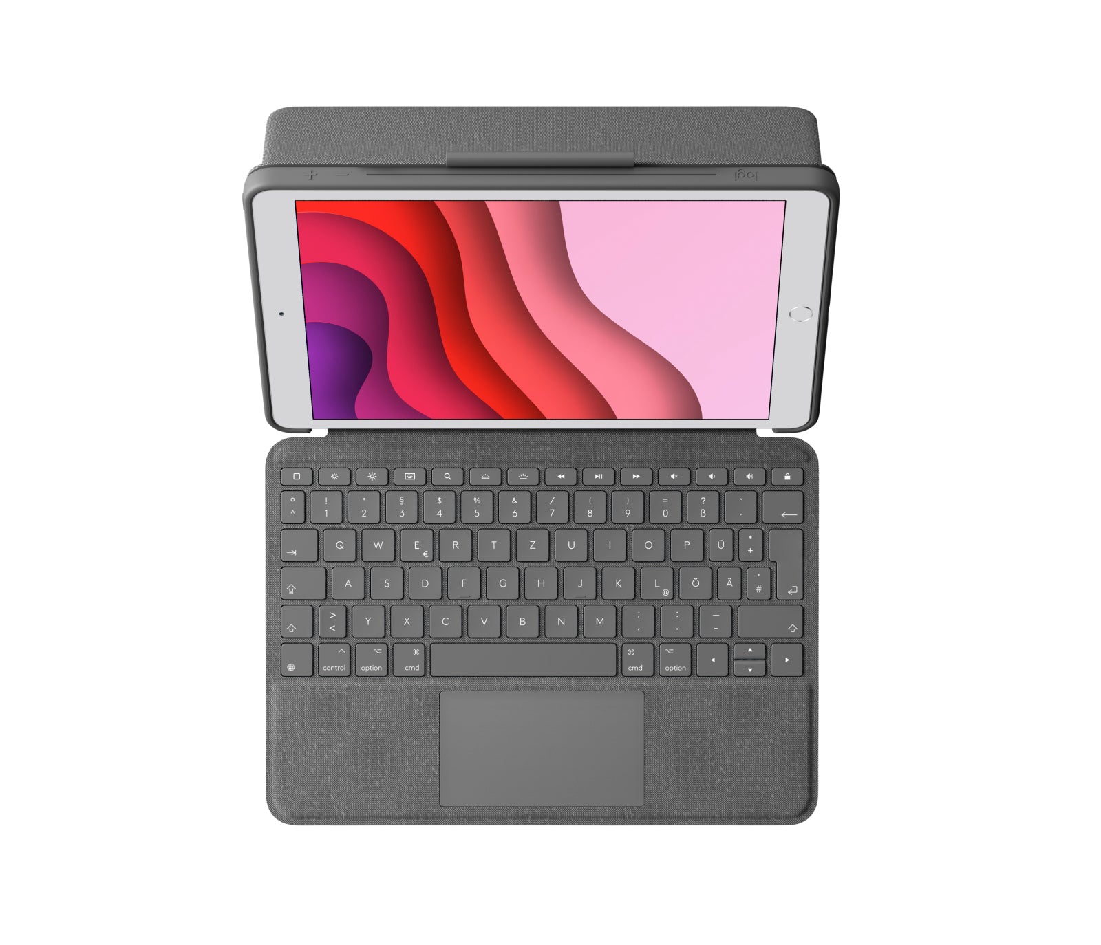Logitech Combo Touch – Tastatur, kabellos (Smart Connector), DE-Layout (DE), beleuchtet – für iPad (7. Gen.)