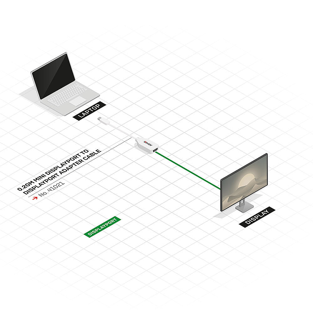 Lindy Mini DisplayPort auf DisplayPort Adapter – 20 cm, geschirmt