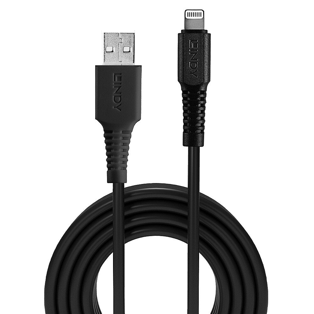 Lindy USB auf Lightning Kabel, 2 m, Schwarz – für iPhone, iPad, iPod
