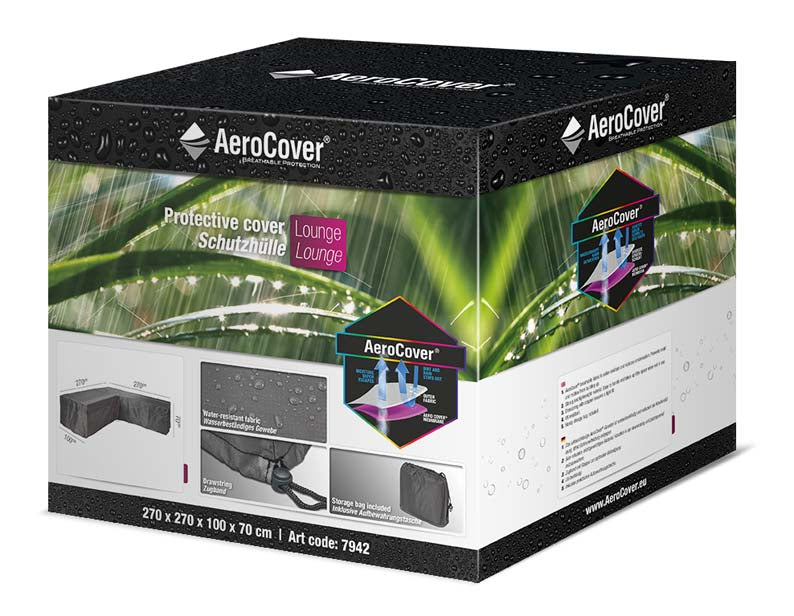 AeroCover Schutzhülle L-Form 2700×2700×1000×H700 mm – Ripstop-Polyester – Schwarz