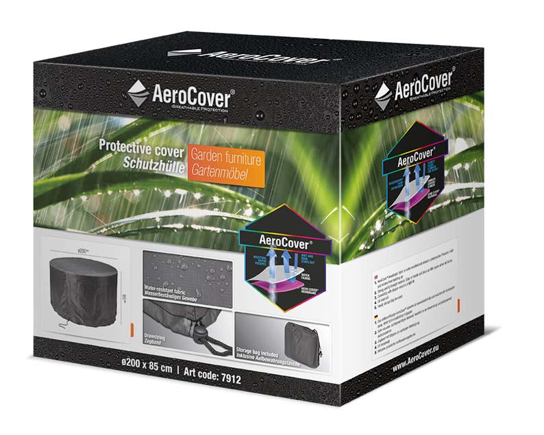 AeroCover Schutzhülle – Ø200 × 85 cm, Schwarz, Ripstop-Polyester