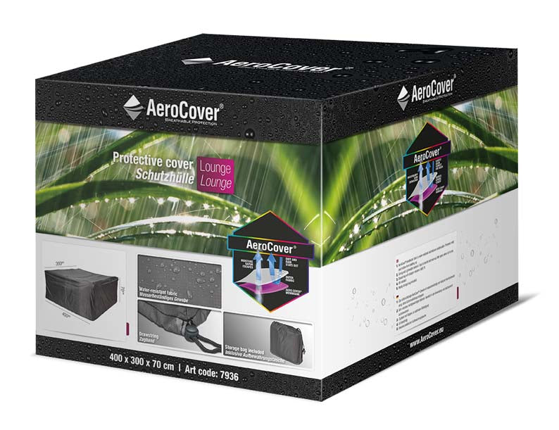 AeroCover Schutzhülle für Lounge-Set – Ripstop-Polyester – Schwarz – 4000 × 700 × 3000 mm