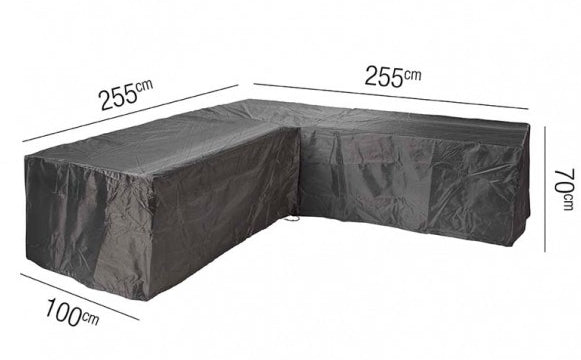 AeroCover Schutzhülle L-Form – Ripstop-Polyester – Schwarz – für Lounges – 2550×2550×1000×H700 mm