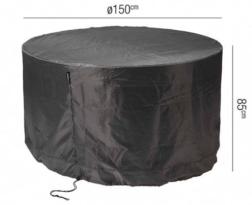 AeroCover Schutzhülle rund Ø 150 × 85 cm, schwarz, Ripstop-Polyester, wetterfest, für Sitzgruppe