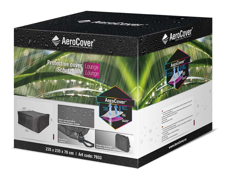 AeroCover Schutzhülle Rechteckig 235 × 235 × 70 cm, Schwarz, Ripstop-Polyester, Wasserfest, Atmungsaktiv, Für