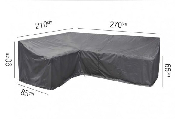 AeroCover Terrassensofaabdeckung L-Form 270 × 210 × 85 cm, H 65/90 cm, Ripstop-Polyester, Schwarz, Wetterfest